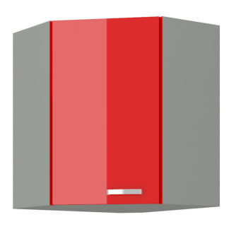 ROSE, skříňka horní rohová 58,5/58,5 cm, 60/60 NAR G-72, šedá / červený lesk