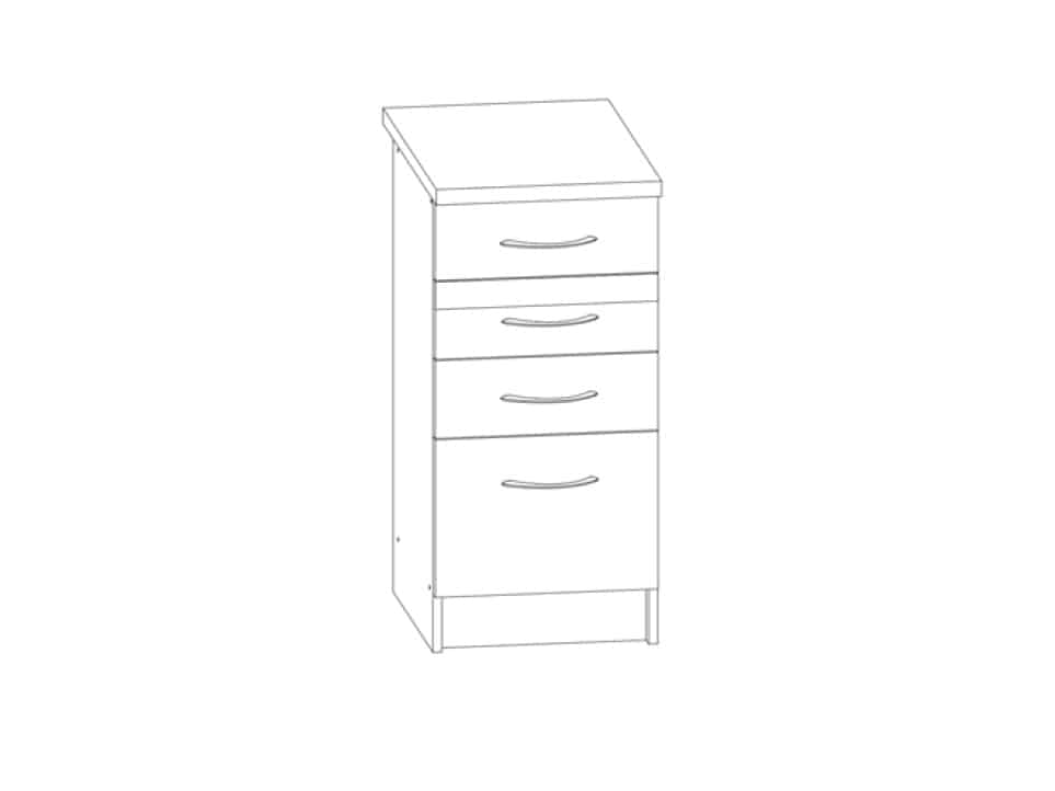 LARISA dolní skříňka D40S4, korpus dub sonoma tmavý, dvířka dub sonoma tmavý