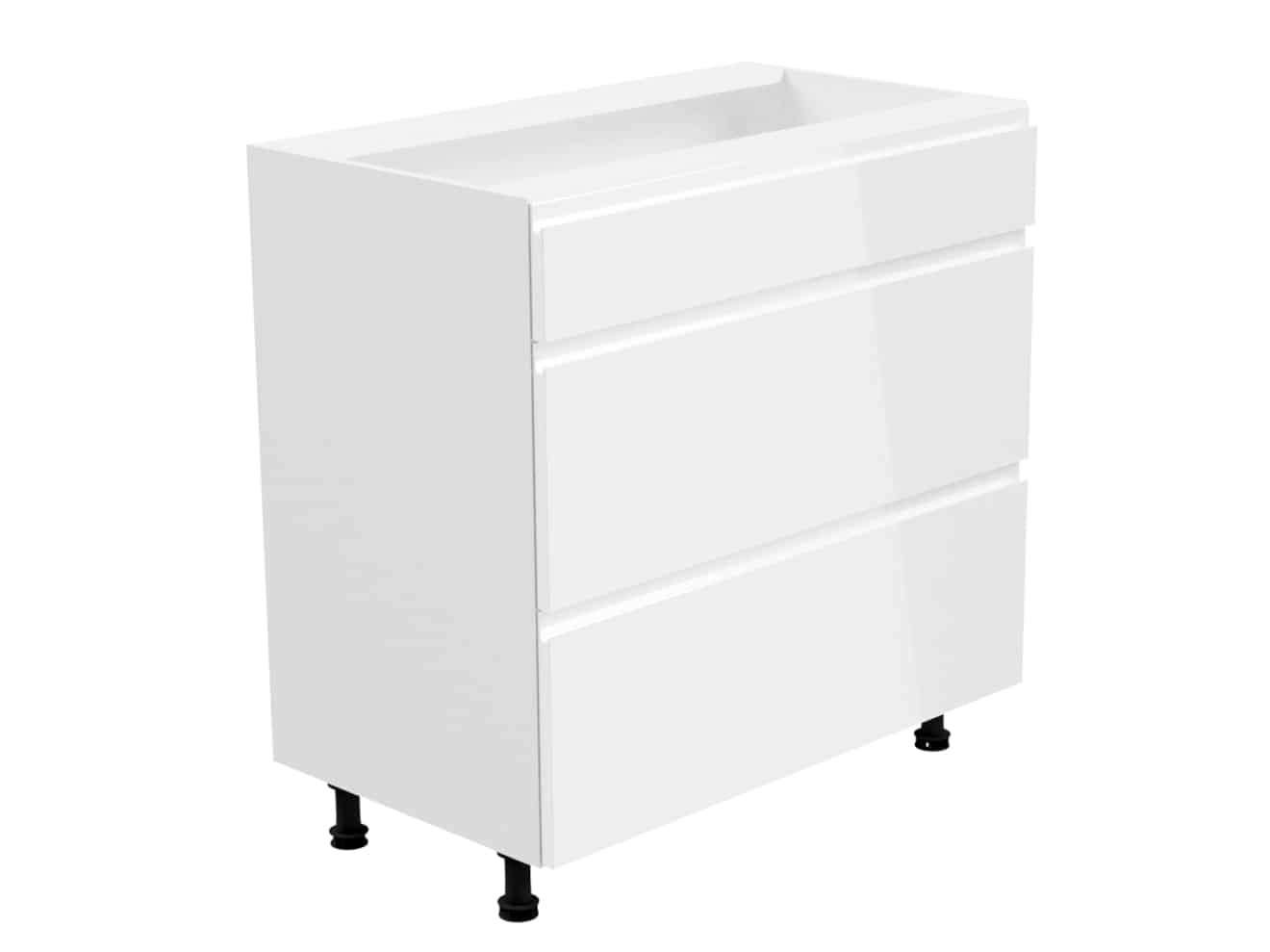 ASPEN, skříňka dolní D80S3, bílá/bílý lesk