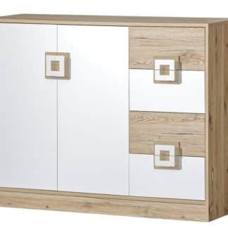 Komoda široká NIKO 8, dub jasný/bílá