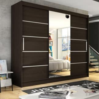 Šatní skříň ASTON VI, choco/zrcadlo