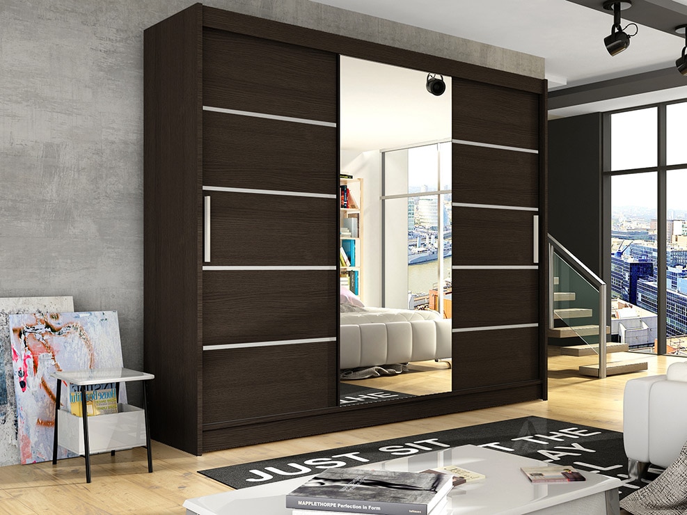 Šatní skříň ASTON VI, choco/zrcadlo