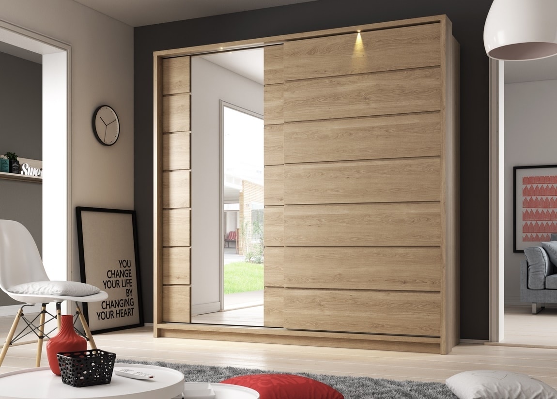 Šatní skříň 15 ARTI 220 zrcadlo dub shetland