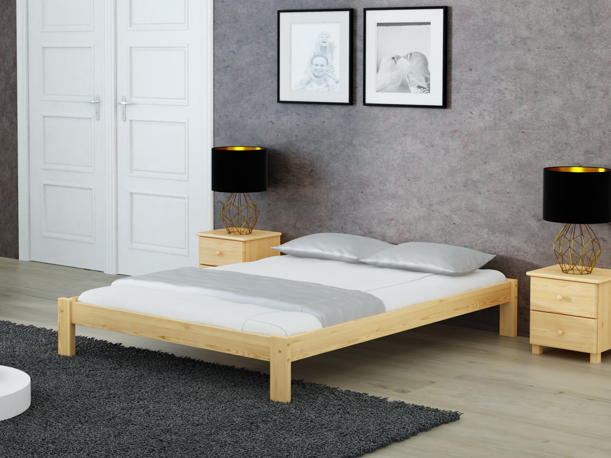 Postel LILIANA 160x200 s roštem, masiv borovice