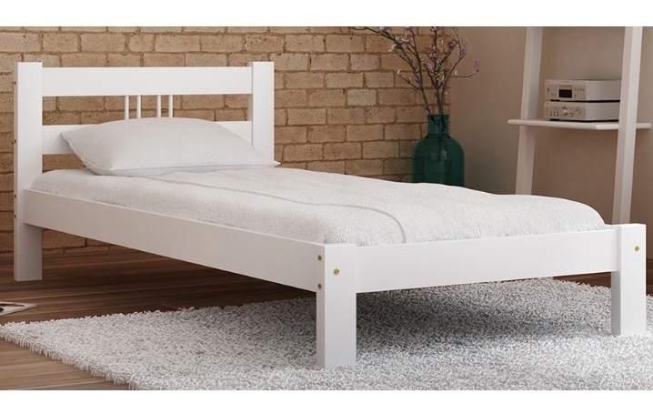 Postel NIKOLA 90x200 s roštem, masiv borovice/moření bílá