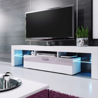 Televizní stolek VERA MINI, 138 bílá/bílá vysoký lesk
