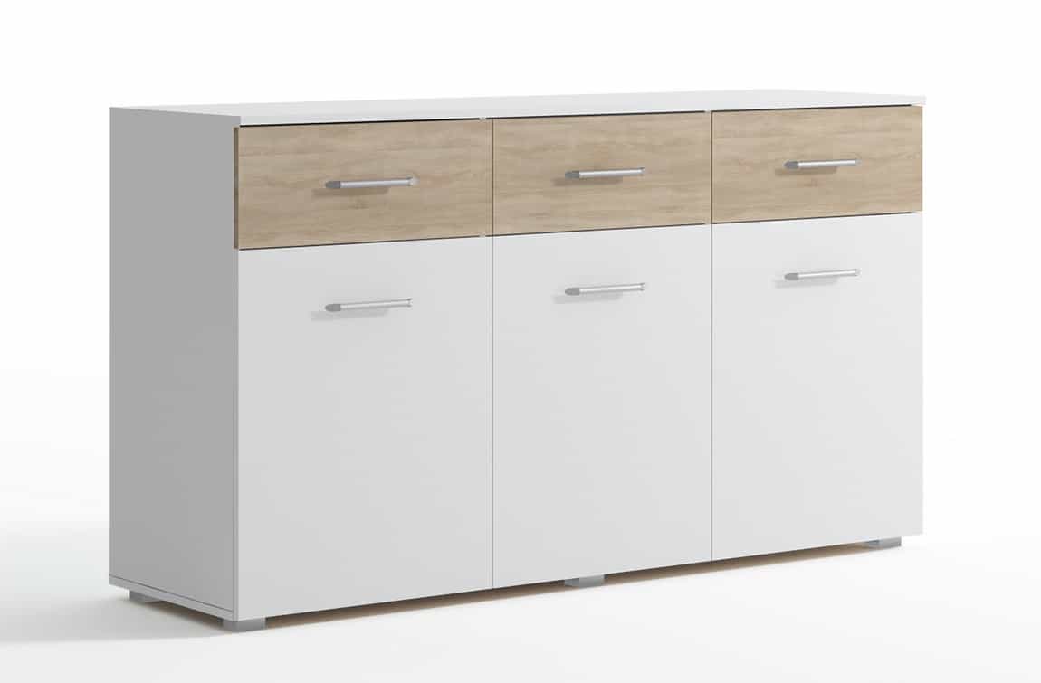 Komoda VANA 3D3S, bílá/dub sonoma