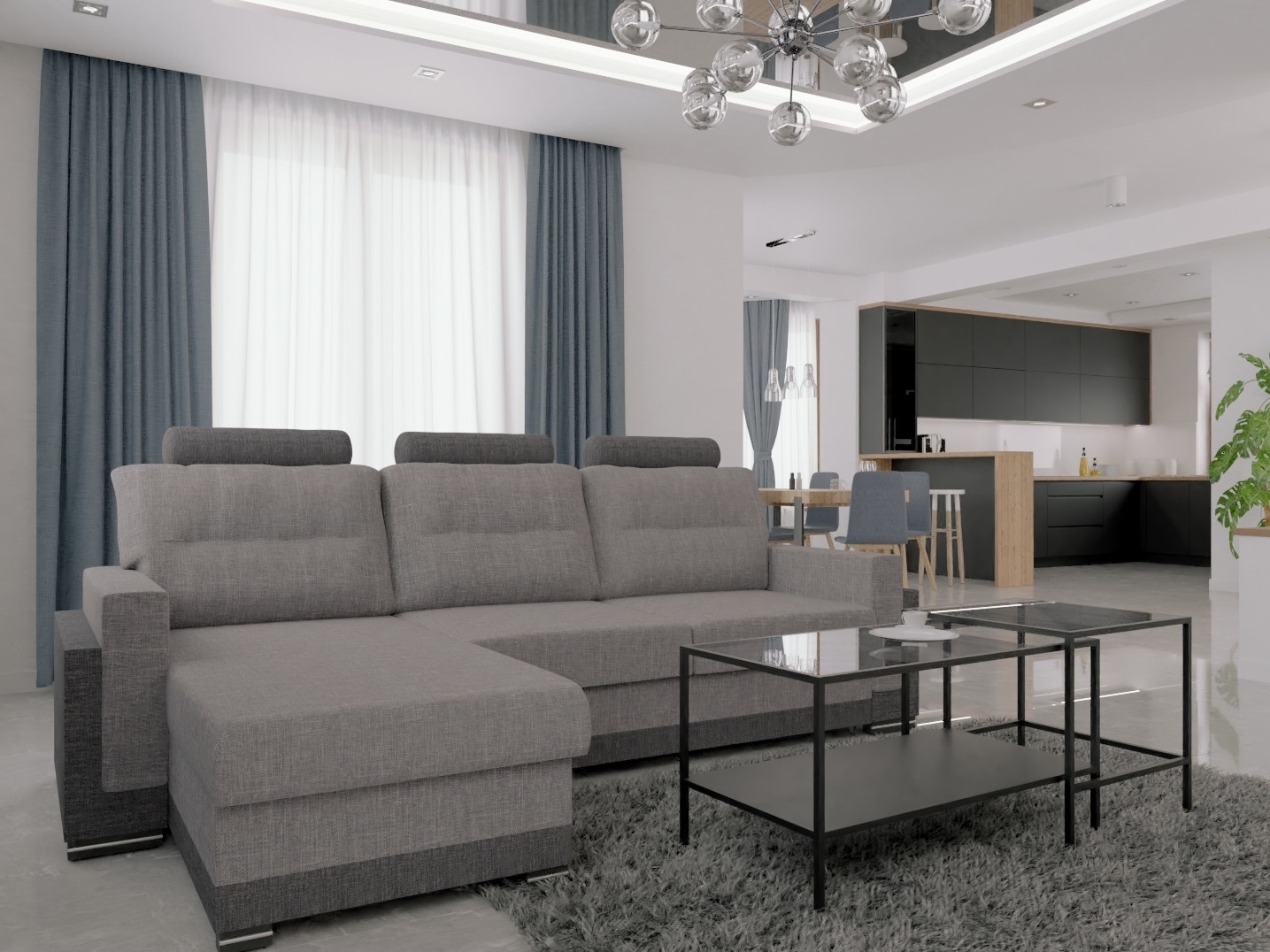 Rohová sedačka COVER, levá, šedá