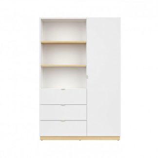 Regál DENTON REG1D3S, bílý lesk/dub polský