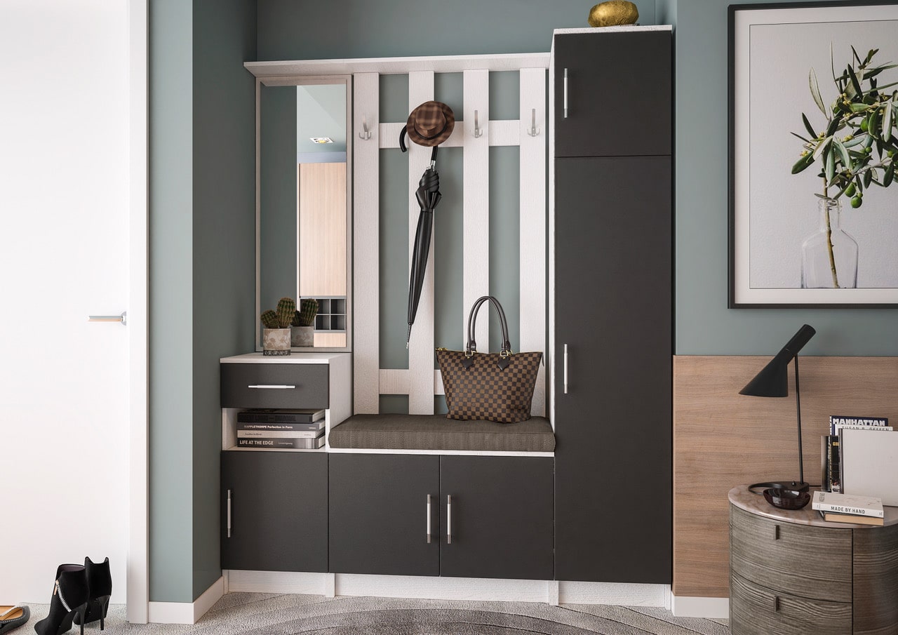 Předsíňová stěna MÁŠENKA, bílá/černá