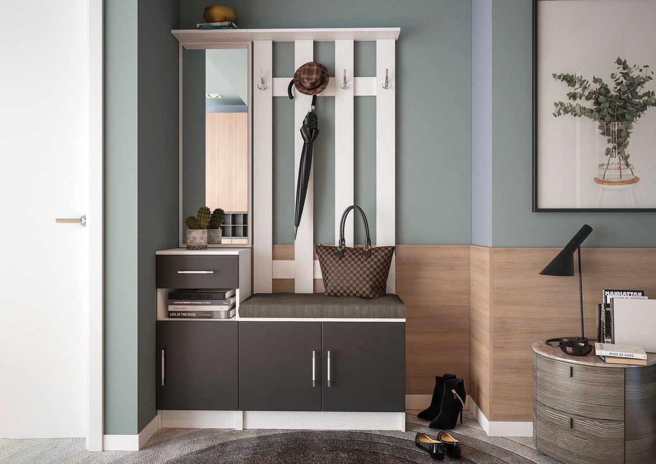 Předsíňová stěna MÁŠENKA I, bílá/černá