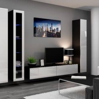 Obývací stěna VIGO 2 A, černá/bílý lesk