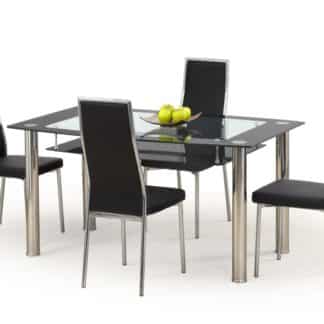Jídelní stůl CRISTAL černý, kov/sklo