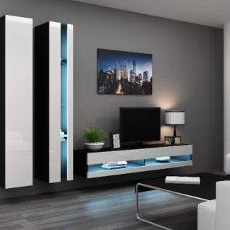 Obývací stěna VIGO NEW 5, černá/bílý lesk