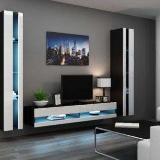 Obývací stěna VIGO NEW 3, černá/bílý lesk