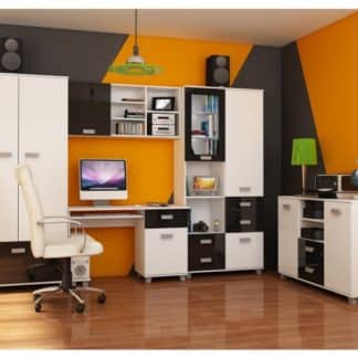 Studentský pokoj SOLO 2, bílá/černý lesk