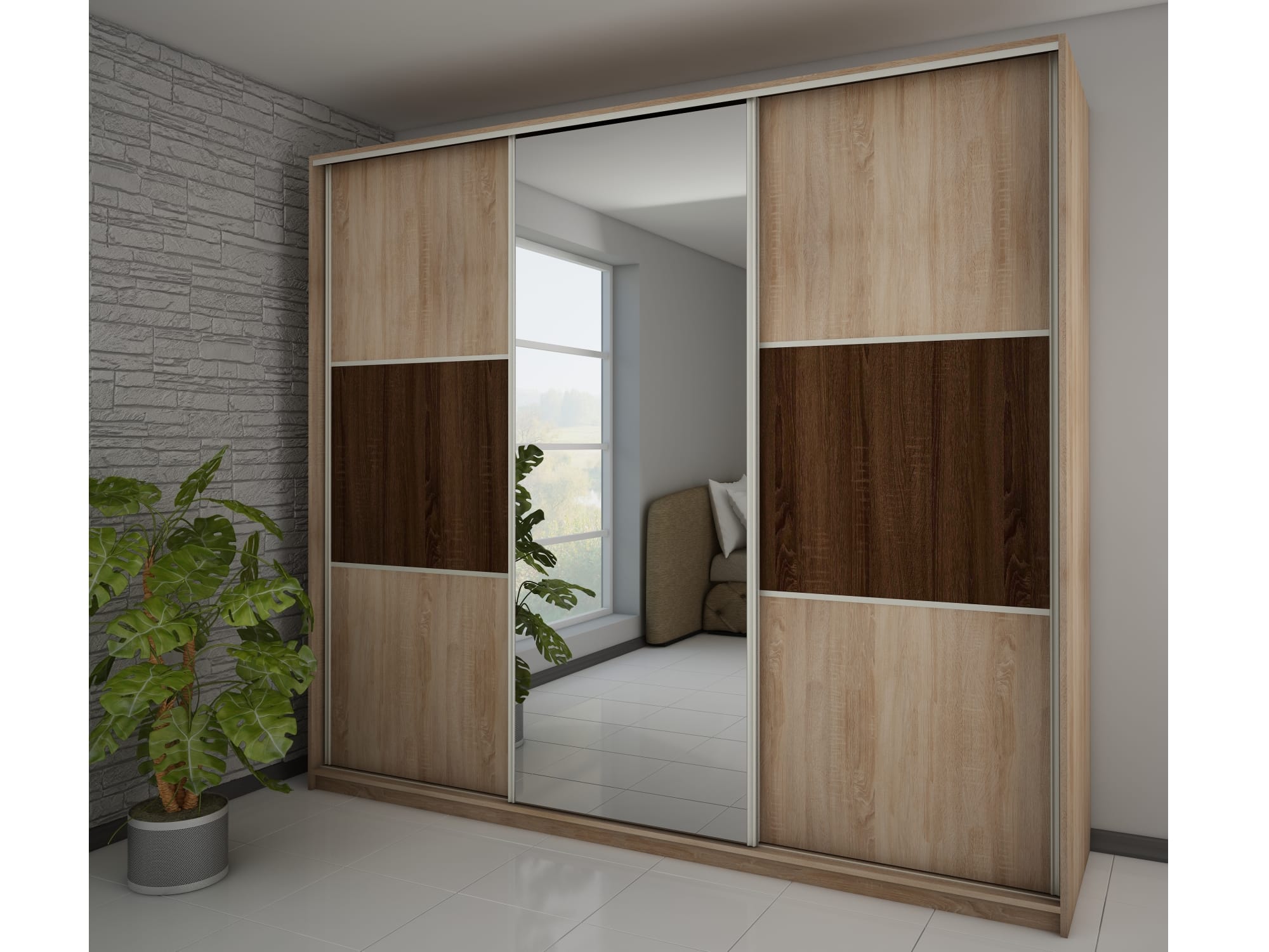 Šatní skříň RICO L 240D se zrcadlem, barva: