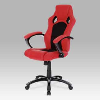 Kancelářská židle KA-N157 RED,  koženka červená/mesh černá