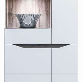 LI 5 - Vitrína LIONEL LI 5, dub sonoma truflový/bílý lesk