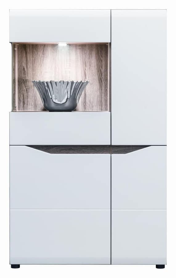 LI 5 - Vitrína LIONEL LI 5, dub sonoma truflový/bílý lesk