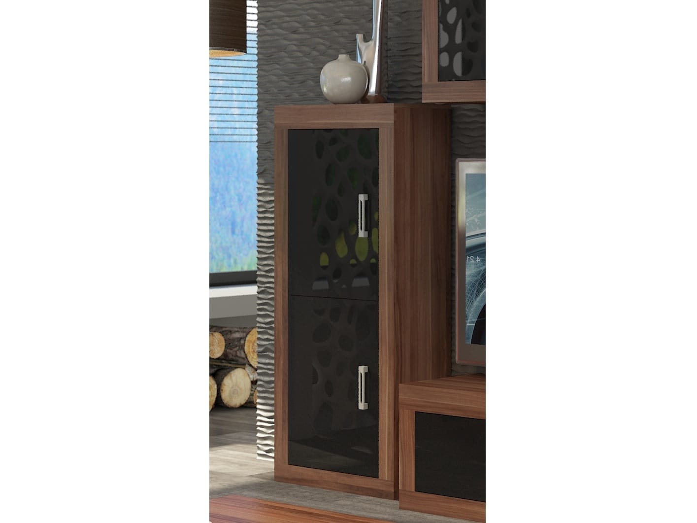 VERIN/17, regál 2D, švestka wallis/černý lesk