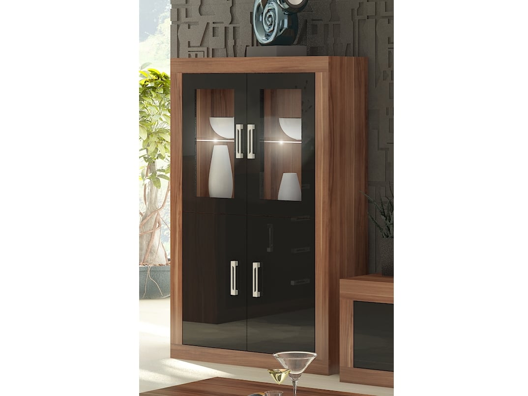 VERIN/19, regál 2DW, švestka wallis/černý lesk