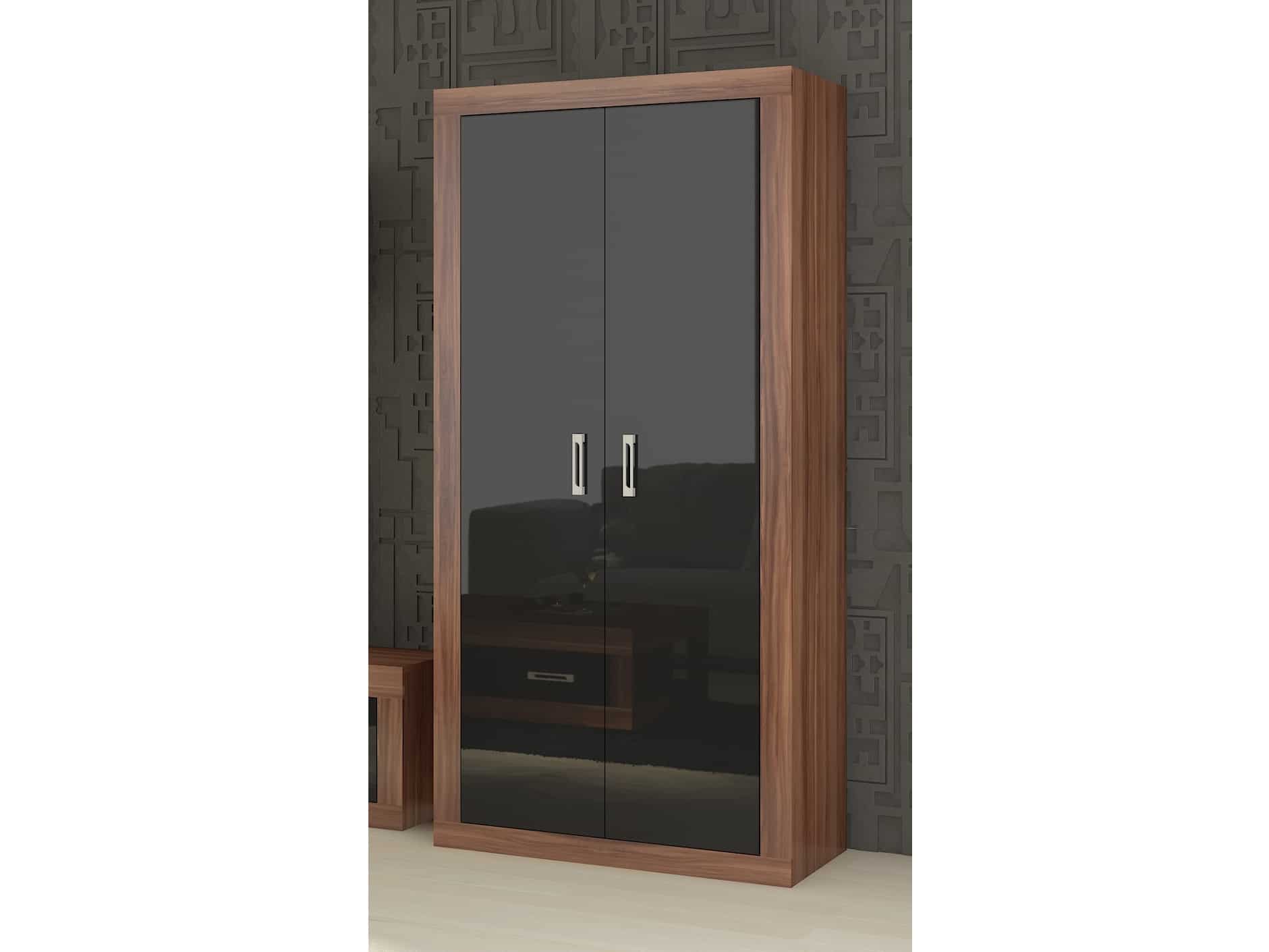 VERIN/22, skříň 2D, švestka wallis/černý lesk