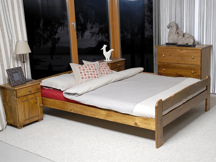 Postel ANIA 140x200 cm s roštem, masiv borovice/moření dub