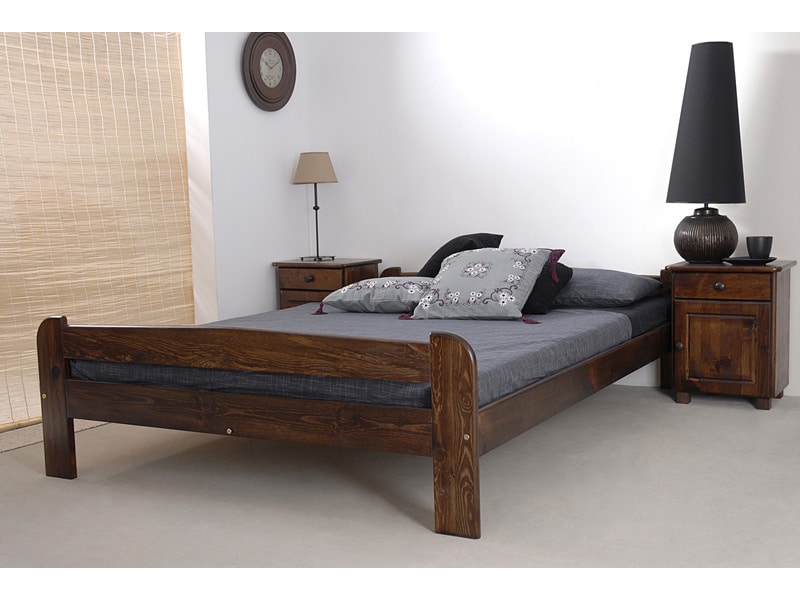 Postel ANIA 140x200 cm s roštem, masiv borovice/moření ořech