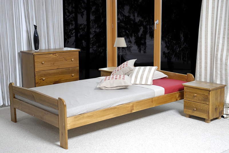 Postel ANIA 90x200 cm s roštem, masiv borovice/moření dub