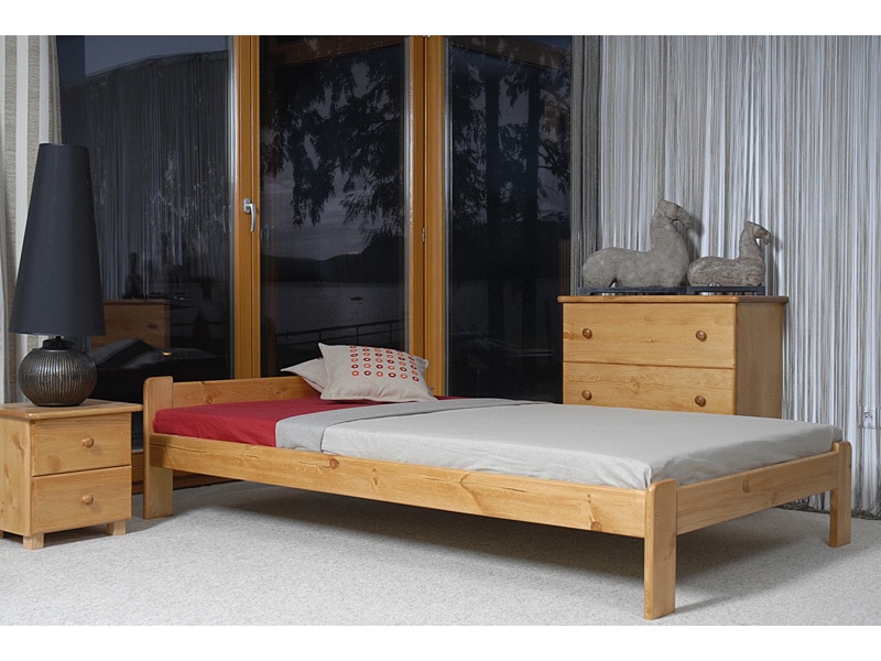 Postel CELINKA 120x200 cm s roštem, masiv borovice/moření olše