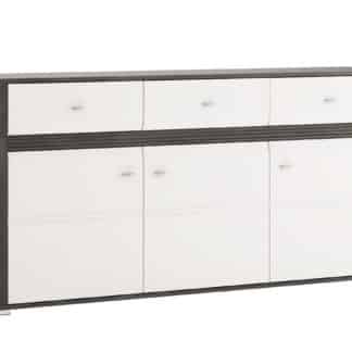 SEVILLA, komoda 3D3S, norská borovice černá/bílý lesk