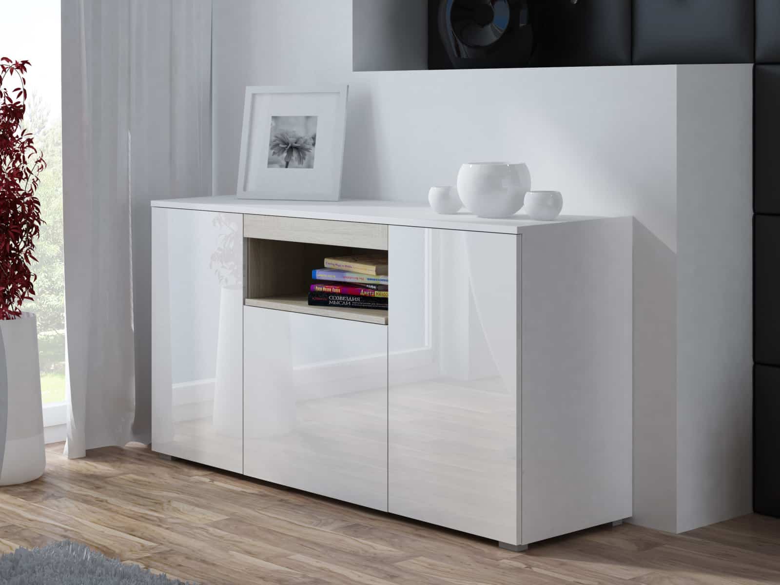 Komoda VIVA, bílá/dub sonoma