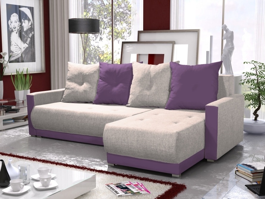 Rohová sedačka INSIGNIA BIS 13, krémová/fialová