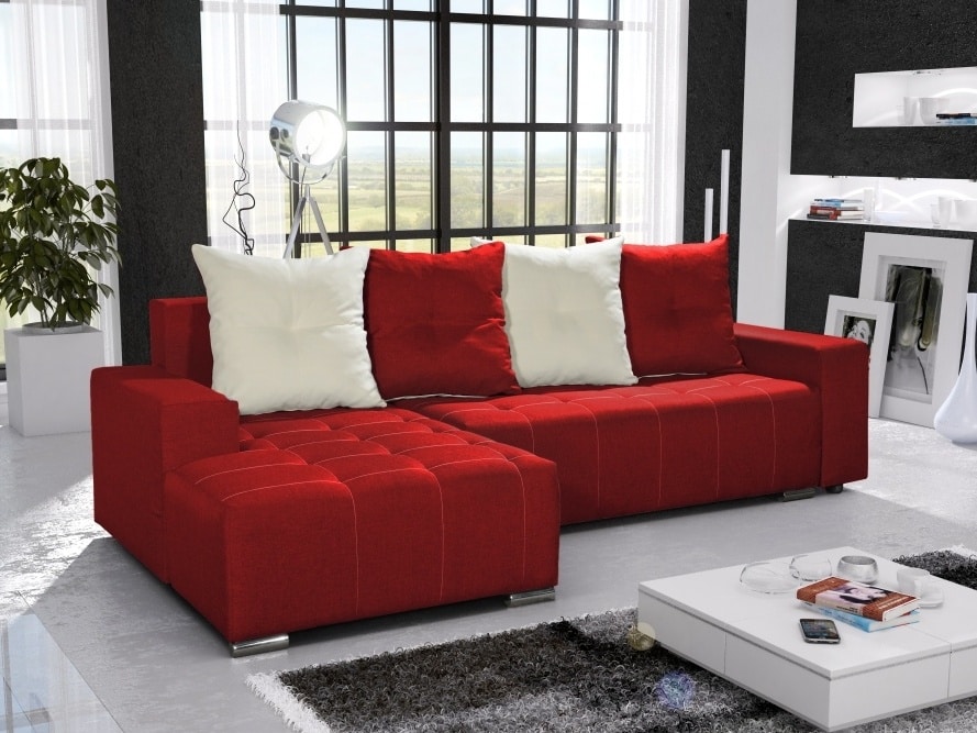 Rohová sedačka TELO 4 levá, červená/krémová