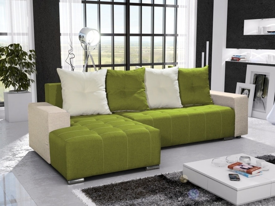 Rohová sedačka TELO 5 levá, zelená/krémová