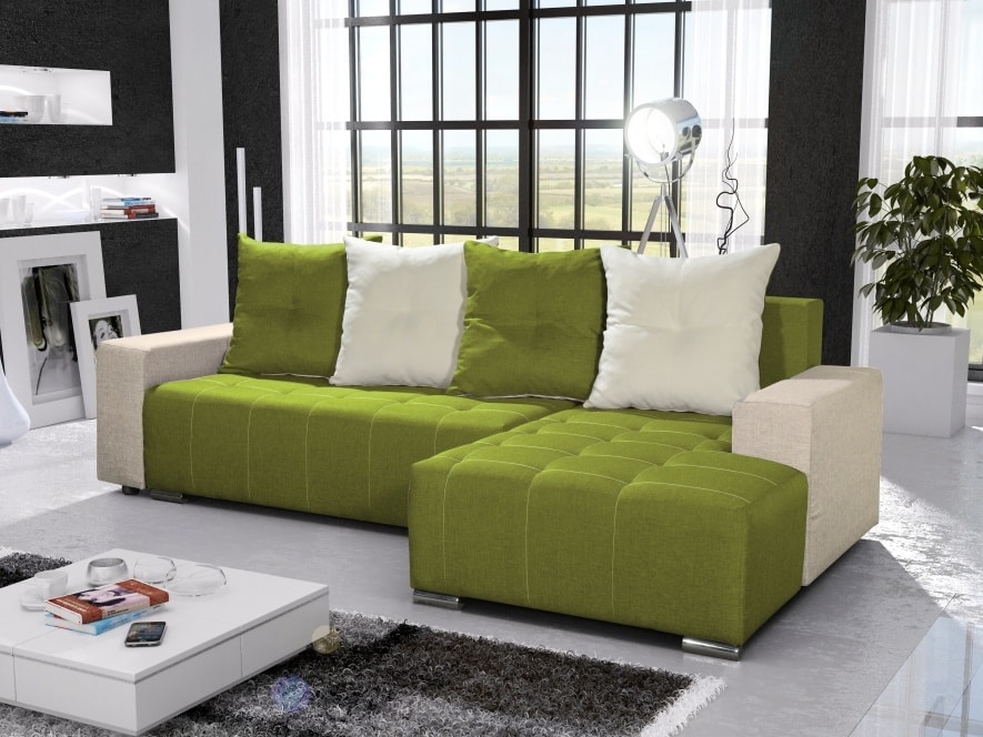 Rohová sedačka TELO 5 pravá, zelená/krémová