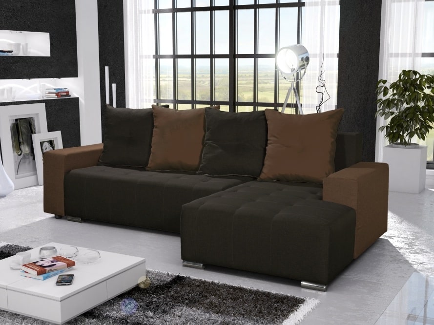 Rohová sedačka TELO 7 pravá, hnědá/světle hnědá