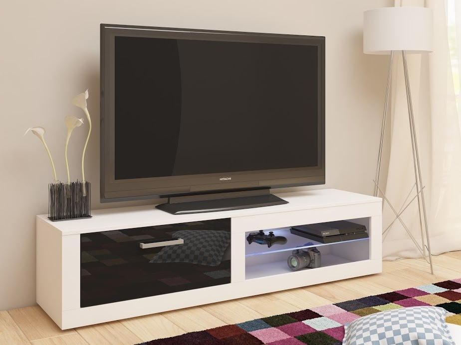 TV stolek VIKI NEW, bílá/černý lesk