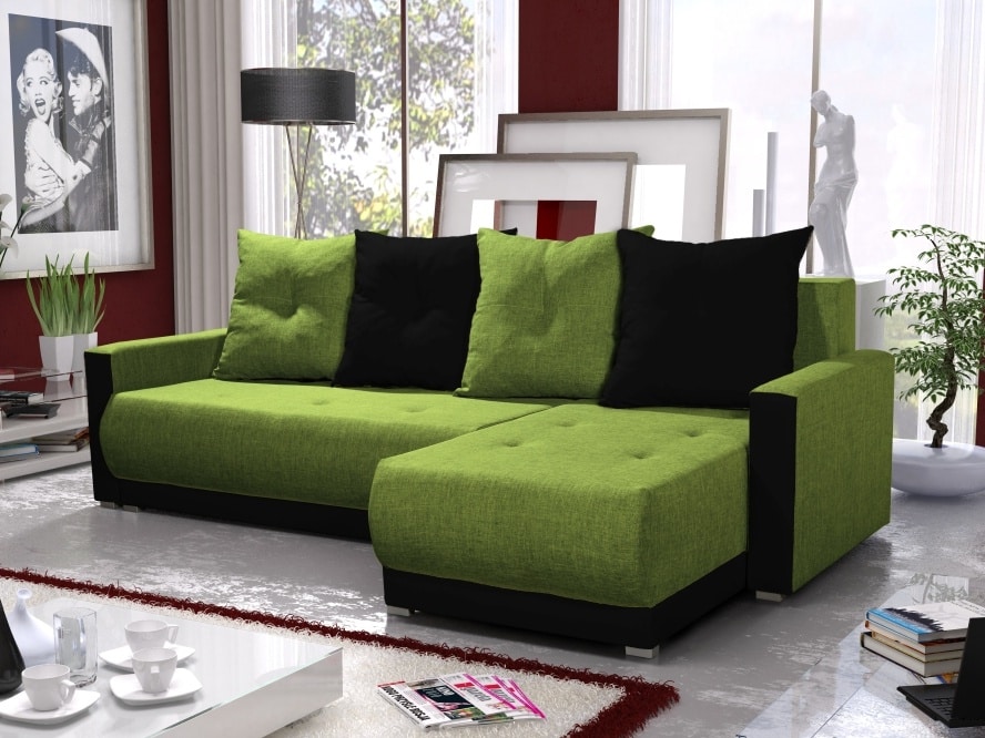 Rohová sedačka INSIGNIA BIS 4, zelená/černá
