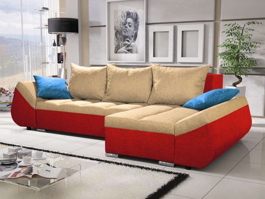 Rohová sedačka KORFU 10, krémová/červená