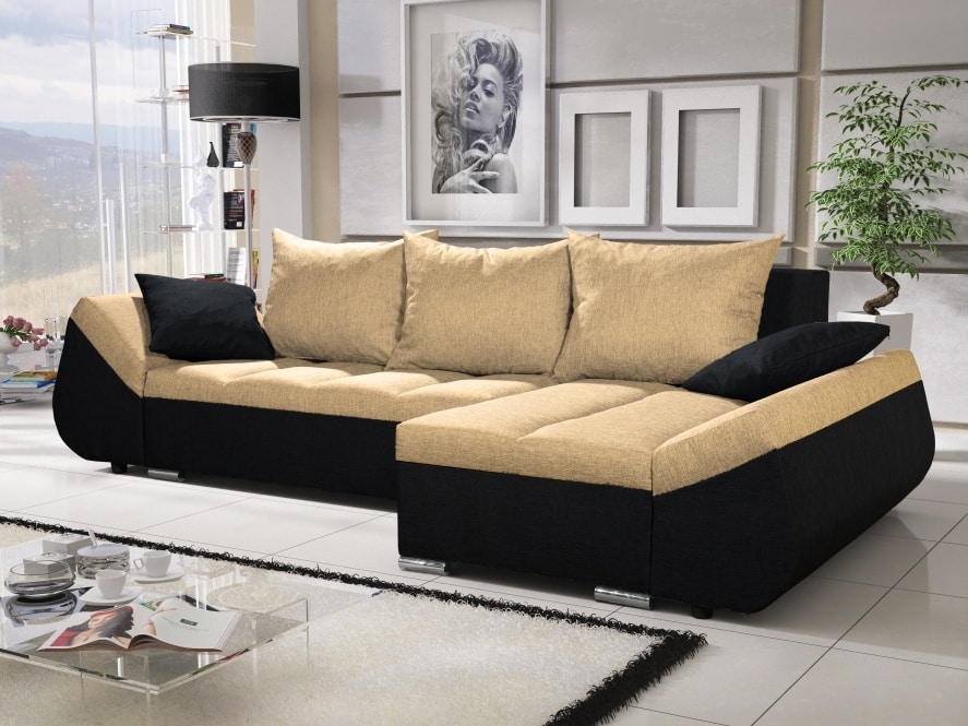 Rohová sedačka KORFU 4, krémová/černá