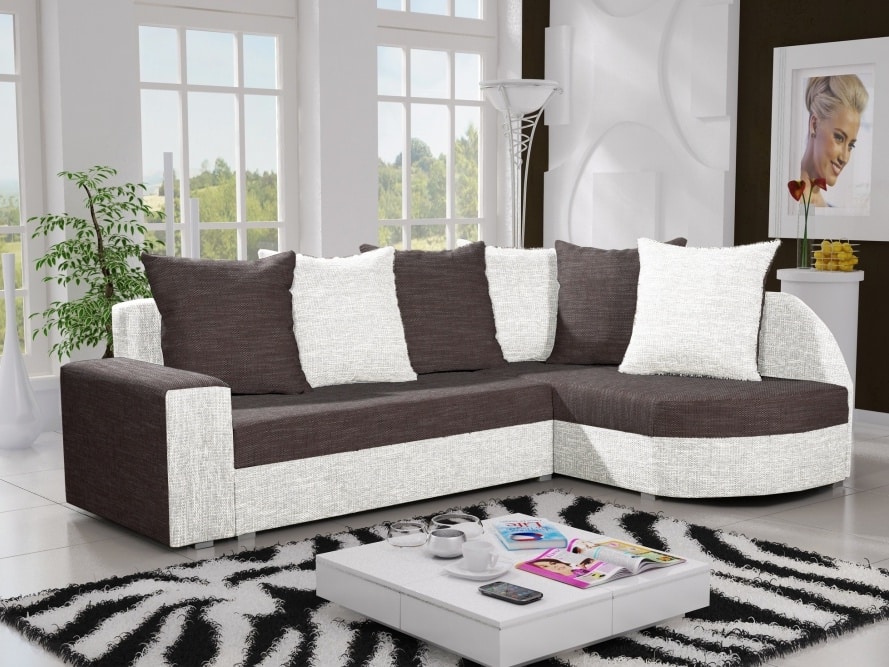 Rohová sedačka LIZBONA 2 pravá, hnědá/krémová