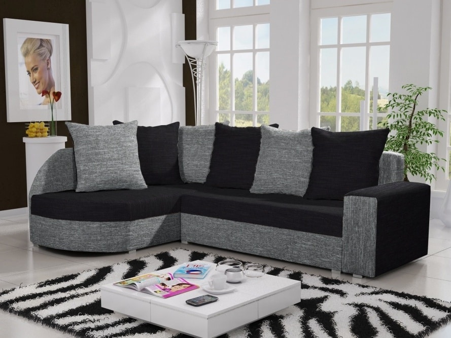 Rohová sedačka LIZBONA 13 levá, černá/šedá