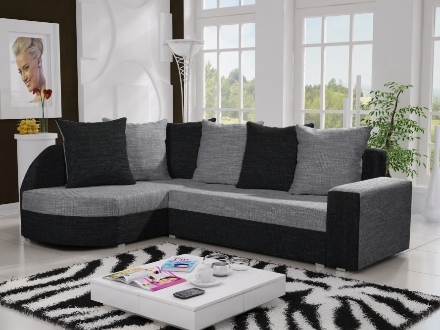 Rohová sedačka LIZBONA 14 levá, šedá/černá