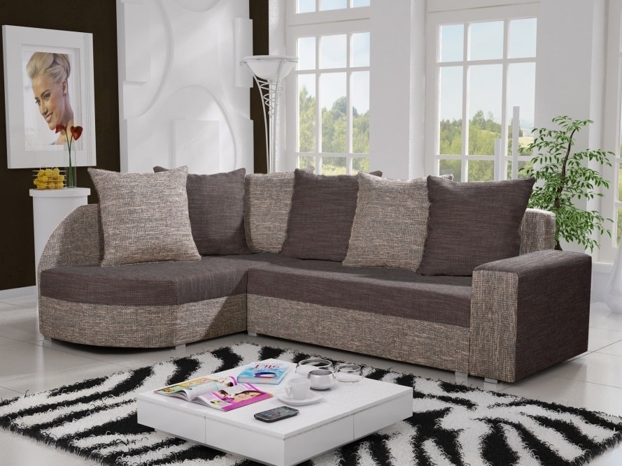 Rohová sedačka LIZBONA 3 levá, hnědá/cappuccino