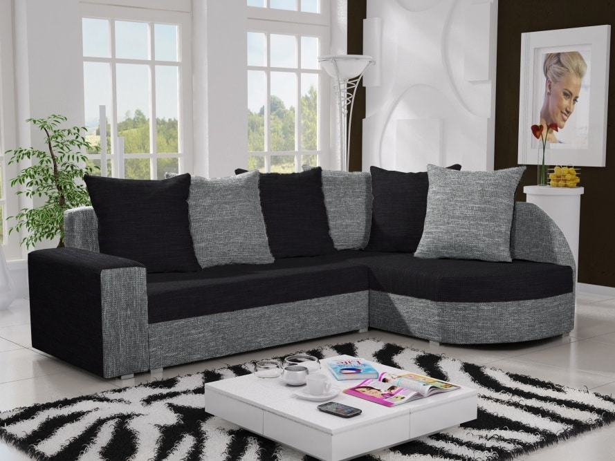 Rohová sedačka LIZBONA 13 pravá, černá/šedá