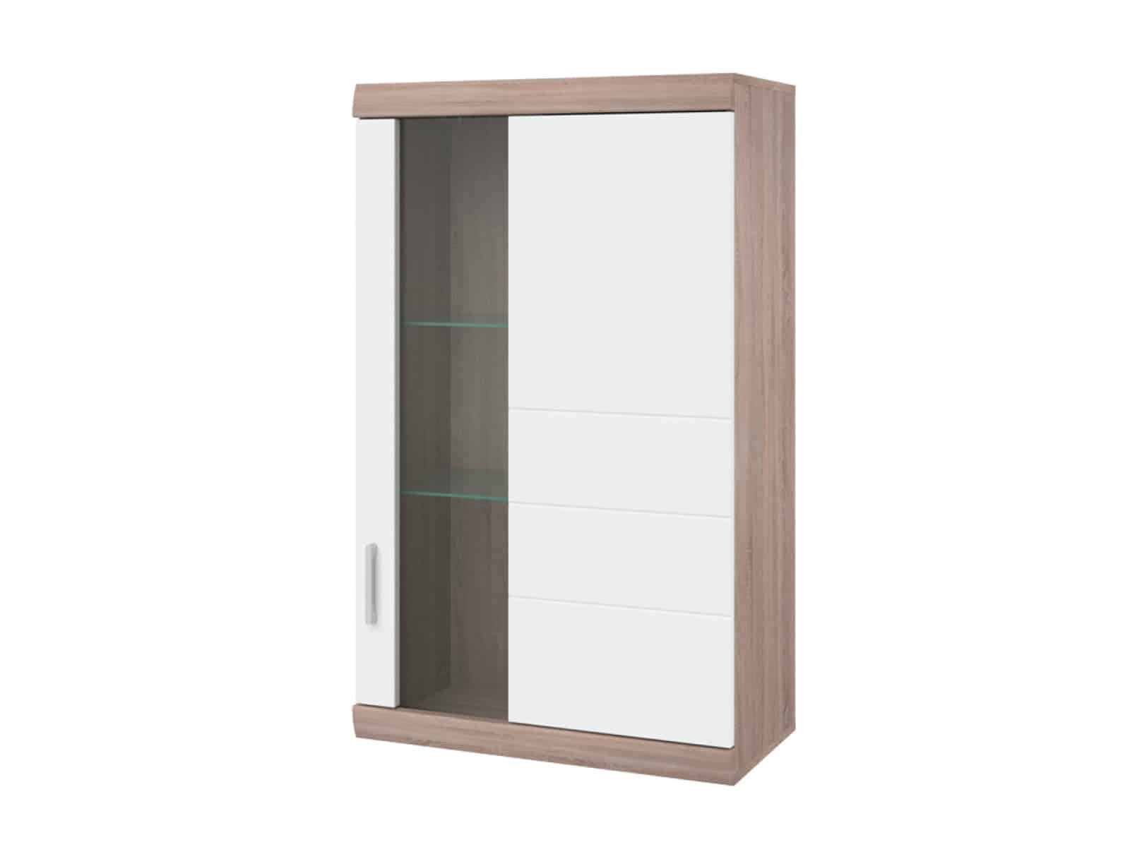 TOGO typ 22 závěsná vitrína pravá, dub bardolino/bílý lesk