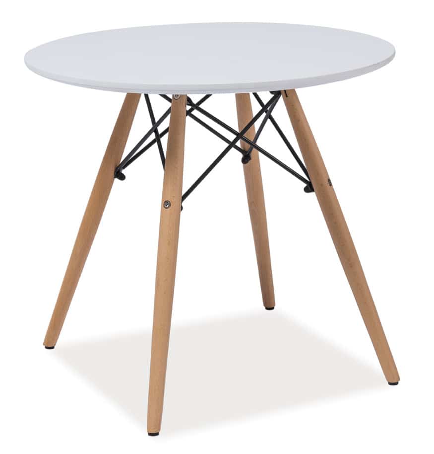 Jídelní stůl kulatý SOHO 80, bílá/buk