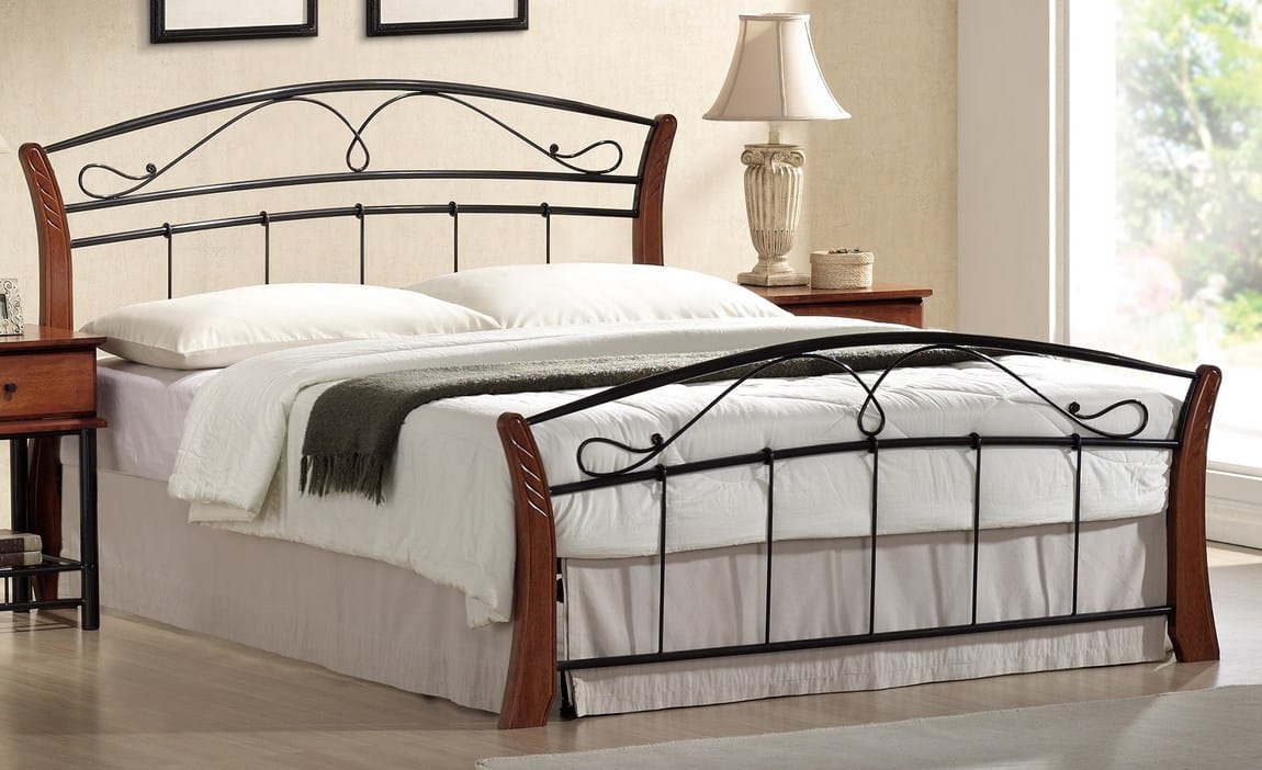 Postel s roštem ATLANTA 160x200, kov/třešeň